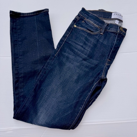 Frame Franklin Le High Straight Denim Classic Indigo Jeans - Picture 13 of 13